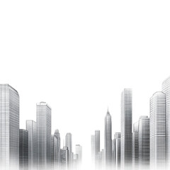 Fototapeta premium Urban landscape showcasing towering skyscrapers in a modern city skyline, Impressive View an Urban Landscape With Towering Skyscrapers, white background
