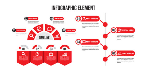 Red Timeline Infographic Design Template, Modern red infographic elements for business timeline and presentation use
