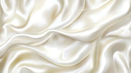 Obraz premium Close-up view of flowing, creamy-white silk fabric.