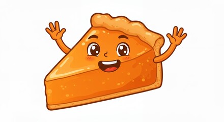 Cute cartoon pumpkin pie slice illustration