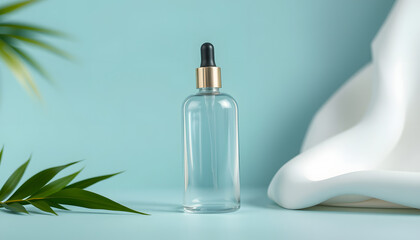 natural cosmetic cream , skincare blank bottle packaging, Dynamic motion. White tone