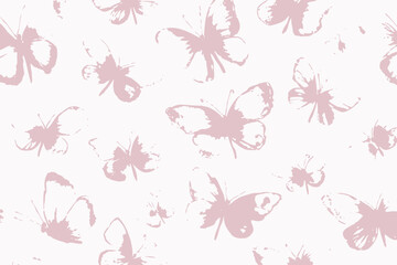 Seamless Pattern with Cute Watercolor Butterflies Vector Illustration