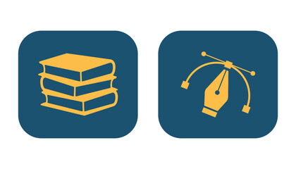 Stack of Books and Pen Tool Icon Design Education Graphic Design Learning Books Knowledge