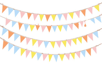 Carnival Colored Garland Bunting Vector Festive Triangle Flags Rope Party Holiday Celebration Colorful Pennants Banner Flyer Design Elements