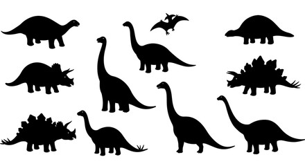 Dinosaurs Silhouettes Prehistoric Animals Dino Clip Art Brontosaurus Triceratops Jurassic Adventure