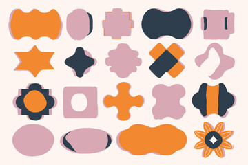 Groovy Retro Shapes Vector Set � 70s 80s Pop Art Abstract Elements and Y2K Funky Geometric Badges for Poster and Logo Design