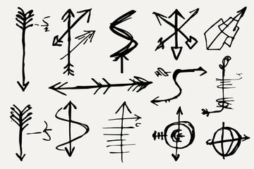 Hand Drawn Arrow Mark Icons Vector Set