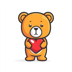 Fototapeta premium Cute Teddy Bear Holding a Heart