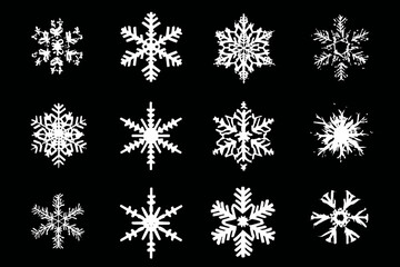 Isolated Snowflake Collection Vector Set