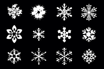 Isolated Snowflake Collection Vector Set