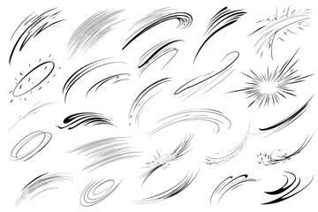 Dynamic Comic Speed Lines and Motion Effects Vector Set in Anime Style