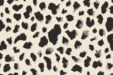 Seamless Cowhide Pattern with Black Spots on White � Mammal Fur Texture Vector Illustration for Leather Design