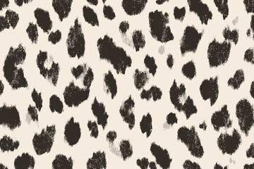 Seamless Cowhide Pattern with Black Spots on White � Mammal Fur Texture Vector Illustration for Leather Design