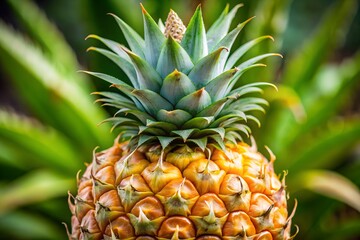 Close Up of Pineapple Skin and Crown