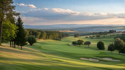 Fototapeta premium Scenic Golf Course Fairway Panorama 