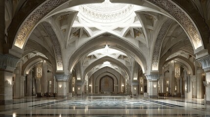 A stunning image of serene Mosque Interior: A Timeless Architectural Masterpiece.