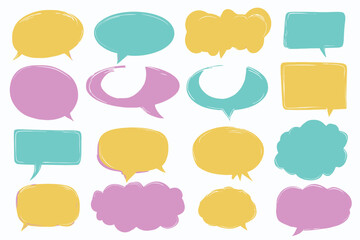Colorful Blank Speech Bubbles Vector Set Chat Message Boxes Dialog Balloons Communication Frames