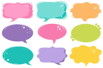 Colorful Blank Speech Bubbles Vector Set Chat Message Boxes Dialog Balloons Communication Frames