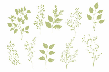 Watercolor Green Leaves Vector Set � Botanical Elements Collection for Wedding Invitations and Greeting Cards