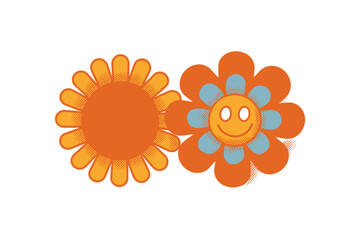 Simple naive hippie groovy floral and botanical vector with hand drawn flowers and plants for modern art prints frames posters and placards