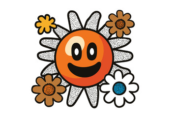 Simple naive hippie groovy floral and botanical vector with hand drawn flowers and plants for modern art prints frames posters and placards