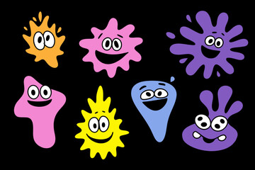 Funny Cartoon Character Mascots Vector Logo Templates with Emotion Stickers for Branding and Advertising