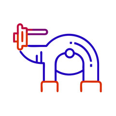 Obraz premium Pipe bender icon in metallurgy and production, outline design, blue and red colors, copy space