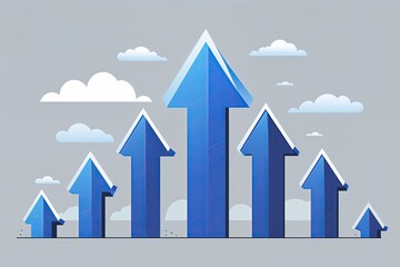 Blue Upward Arrow Graphics for Business Growth and Development Visualization