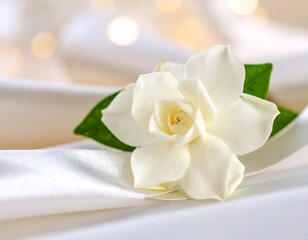 Obraz premium クチナシの花とリボン