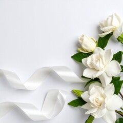 クチナシの花とリボン