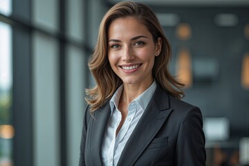 Fototapeta premium Smiling Businesswoman in Professional Suit Portrait