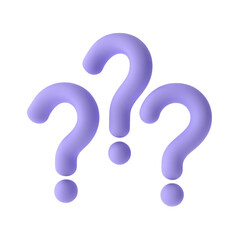 Delving into Uncertainty Three Lilac Question Marks on transparent background