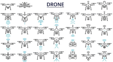 Drone Technology Guide Aerial Photography Icons Quadcopter Designs Remote Control Navigation and