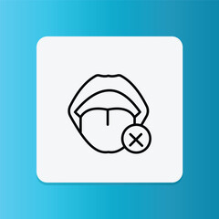 Icon of a mouth with a crossed-out sign, representing ageusia (loss of taste) due to COVID-19.