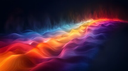 a brightly colored wave pattern on a black background