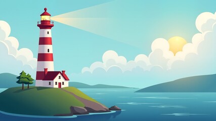 National Lighthouse Day sale banner design free space in the center
