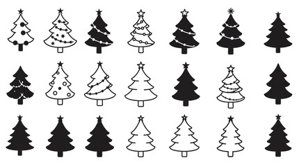 Christmas Tree Vector Art Graphic Set Holiday Season Illustration Celebration Design Winter Festive