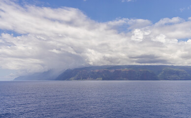 Cloudy Day Over the Vibrant NaPali Coast in Kauai, Hawaii