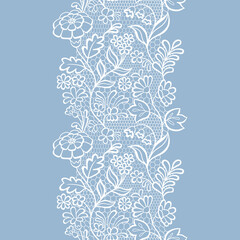 White vintage trim on blue background