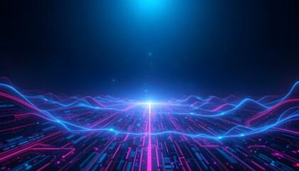 Fototapeta premium Digital Techscape Featuring Intricate Circuitry and Glow Effects