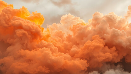 A vibrant orange cloudscape filling the frame with a soft and dreamy atmospheric perspective view created with generated ai