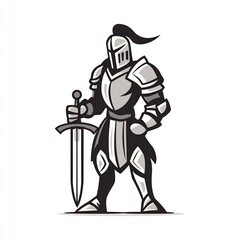 Fototapeta premium knight silhouette in full armor 