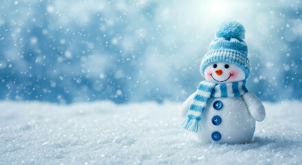 Fototapeta premium Snowman Winter Scene Snow Christmas Holiday Decoration Background