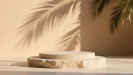 Minimalist Sandstone Podium on Transparent Background