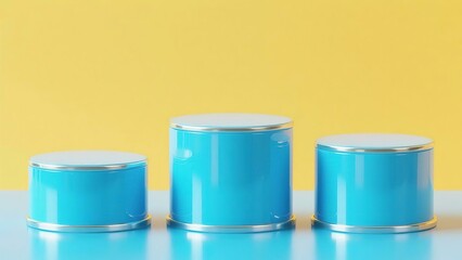 Azure Podiums: Sleek & Modern 3D Render on Transparent Background