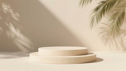 Minimalist Beige Podium on Transparent Background