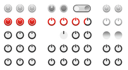 Power Button Icon Set On Off Toggle Switch UI Design Vector Icons Technology Graphic Web Element