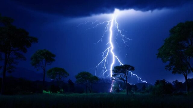 Time-lapse of Thunderstorm flashes with multiple bolts of lightning. 