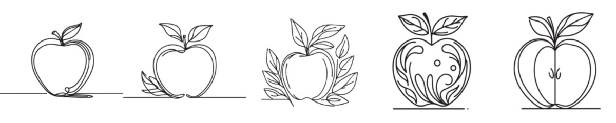 apple fruit vector continuous line style
