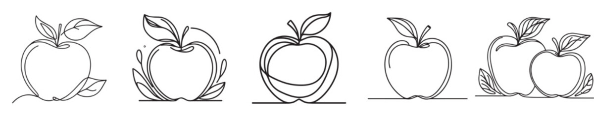 apple fruit vector continuous line style
